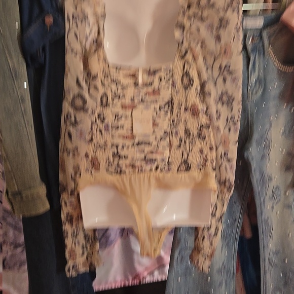 Free People Floral Lace Bodysuit in Cream and Purple - Picture 12 of 12